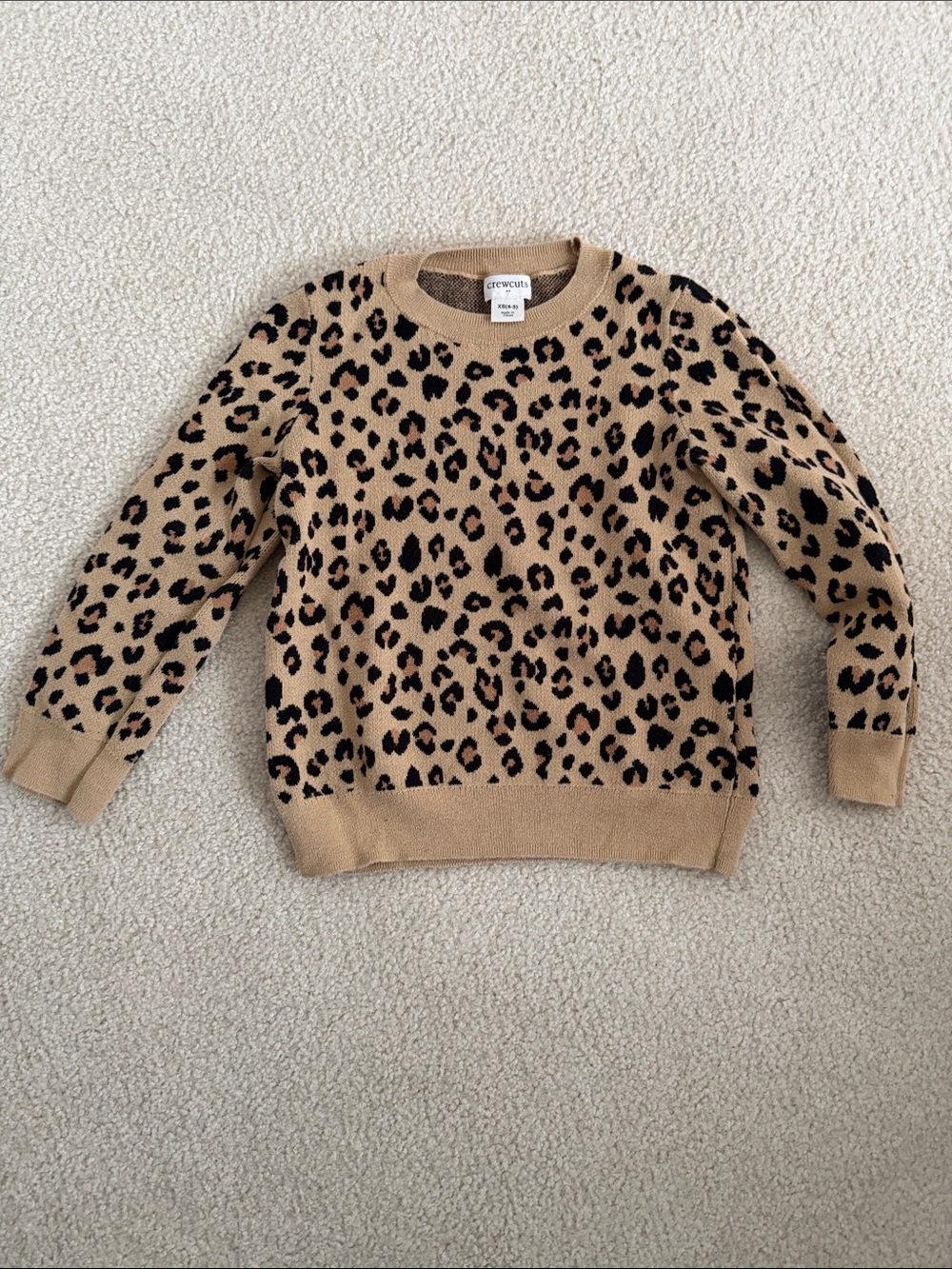 Crewcuts Leopard Print Crewneck Sweater in Tan and Black